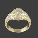 Solid 18K Yellow Gold & 1.34 CTW Diamond Cigar Wedding Band Ring, Olde Towne Jewelers, Santa Rosa CA.