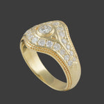 Solid 18K Yellow Gold & 1.34 CTW Diamond Cigar Wedding Band Ring, Olde Towne Jewelers, Santa Rosa CA.