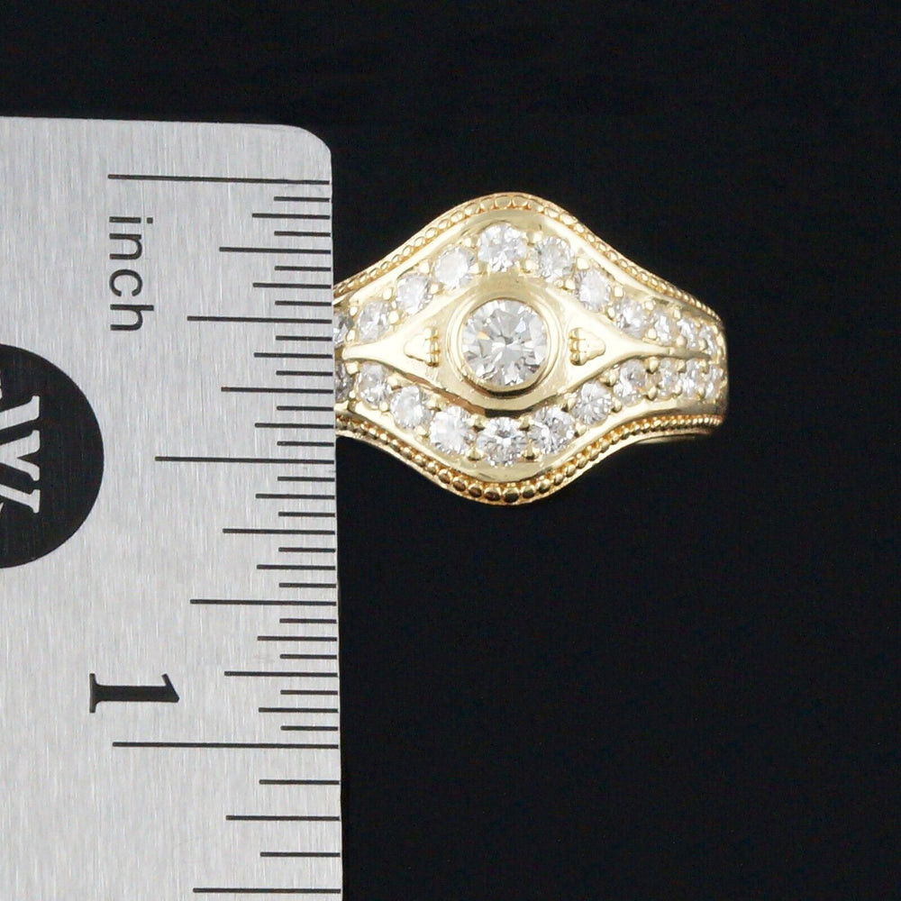 Solid 18K Yellow Gold & 1.34 CTW Diamond Cigar Wedding Band Ring, Olde Towne Jewelers, Santa Rosa CA.