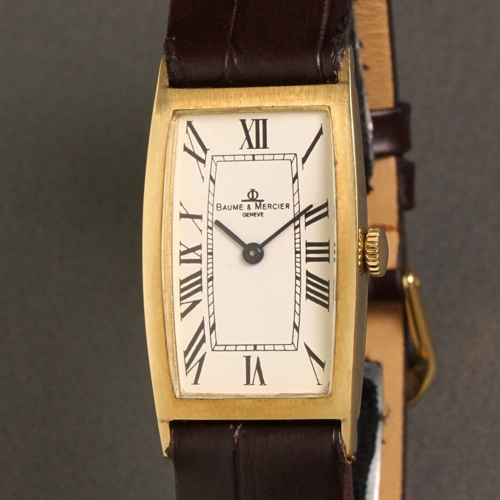 Stunning Baume & Mercier Solid 14K Yellow Gold Mid Size Man's Watch, XLNT Olde Towne Jewelers, Santa Rosa CA.