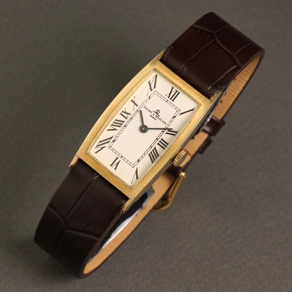 Stunning Baume & Mercier Solid 14K Yellow Gold Mid Size Man's Watch, XLNT Olde Towne Jewelers, Santa Rosa CA.