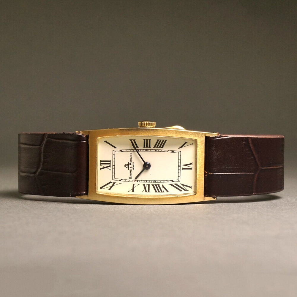 Stunning Baume & Mercier Solid 14K Yellow Gold Mid Size Man's Watch, XLNT Olde Towne Jewelers, Santa Rosa CA.
