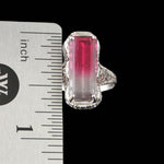 Art Deco Solid 14K White Gold Filigree & Bi-Color Tourmaline Estate Ring, Olde Towne Jewelers, Santa Rosa CA.