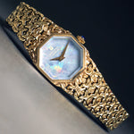 Universal Geneve Solid 14K Yellow Gold & Opal Dial Woman's Bracelet Watch