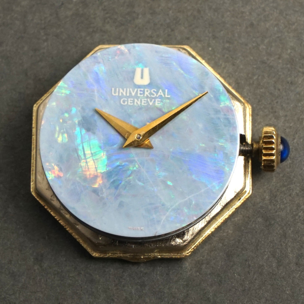 Universal Geneve Solid 14K Yellow Gold & Opal Dial Woman's Bracelet Watch, Olde Towne Jewelers, Santa Rosa CA.
