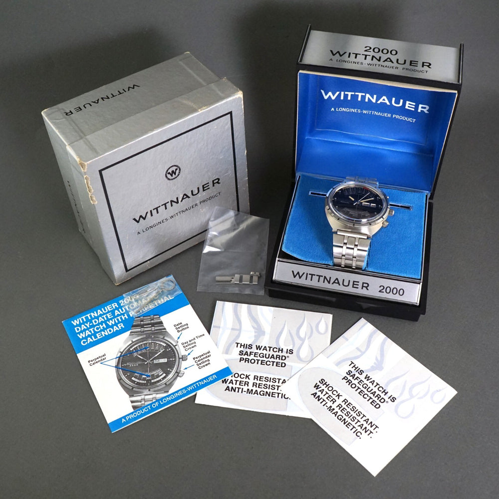 Stunning Wittnauer 2000 Automatic Stainless Steel Mans Watch Box, Papers, Olde Towne Jewelers, Santa Rosa CA.