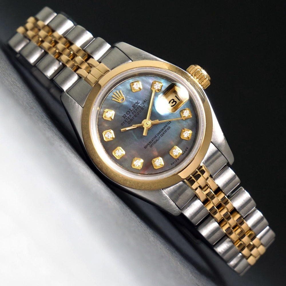 Stunning 1990 Rolex 69173 Datejust Mother of Pearl Diamond 18K/SS Watch