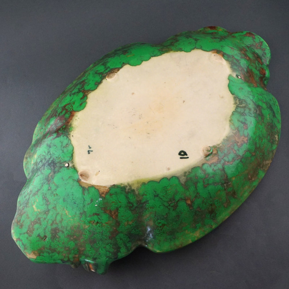 Stunning 1920's Weller Coppertone Frog Pond Lily Pad Pottery Bowl Rare Unsigned, Olde Towne Jewelers, Santa Rosa CA.