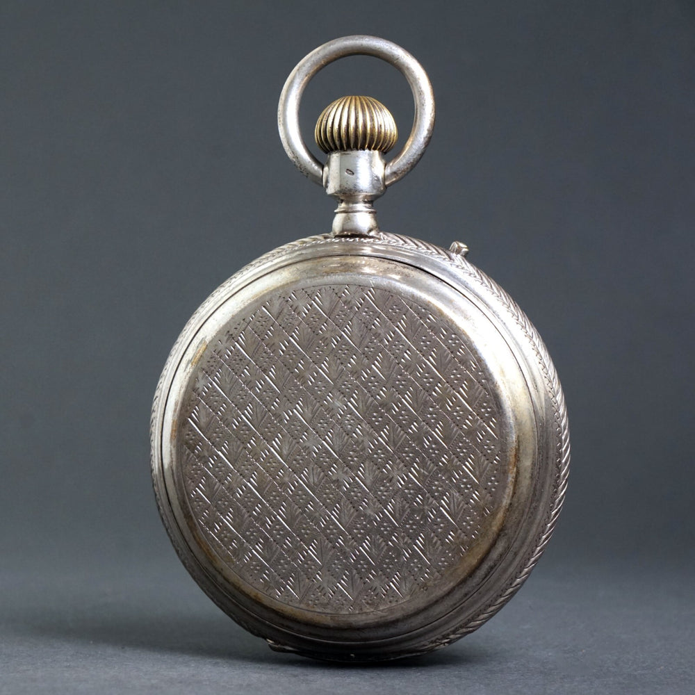 Oversize Girod Fontenaz 800 Silver Hunter Case Pocket Watch Fancy Case & Dial