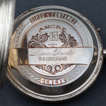 Oversize Girod Fontenaz 800 Silver Hunter Case Pocket Watch Fancy Case & Dial, Olde Towne Jewelers, Santa Rosa CA.