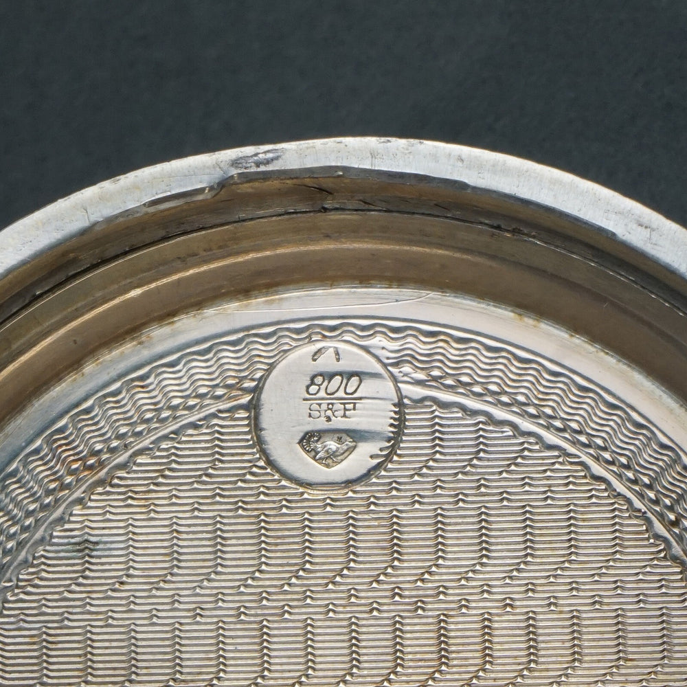 Oversize Girod Fontenaz 800 Silver Hunter Case Pocket Watch Fancy Case & Dial, Olde Towne Jewelers, Santa Rosa CA.