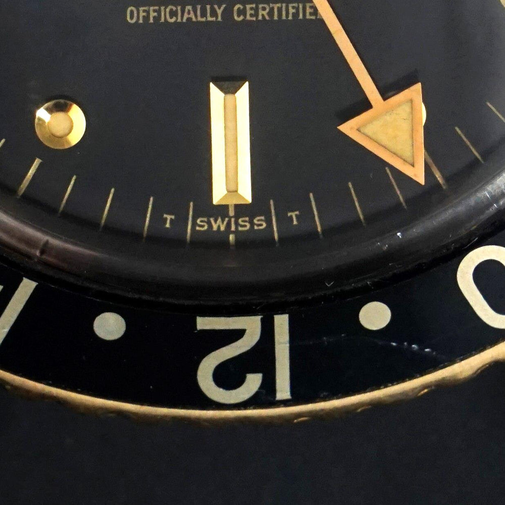 Stunning 1982 Rolex 16753 GMT Master Gold & Steel 40mm Watch Black Dial, Jubilee, Olde Towne Jewelers, Santa Rosa CA.