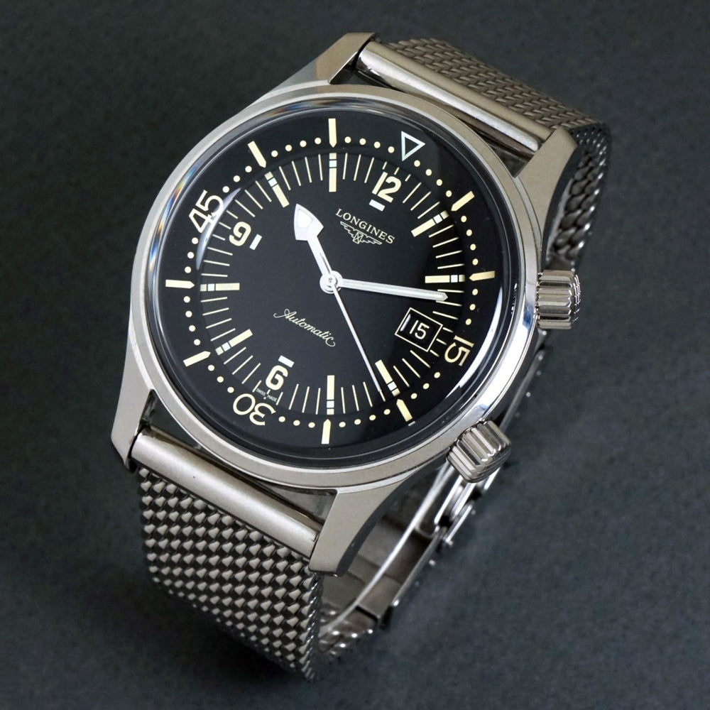 Longines L3.774.4 Legend Diver Automatic Stainless Steel 42mm Watch, Box & Books, Olde Towne Jewelers, Santa Rosa CA.