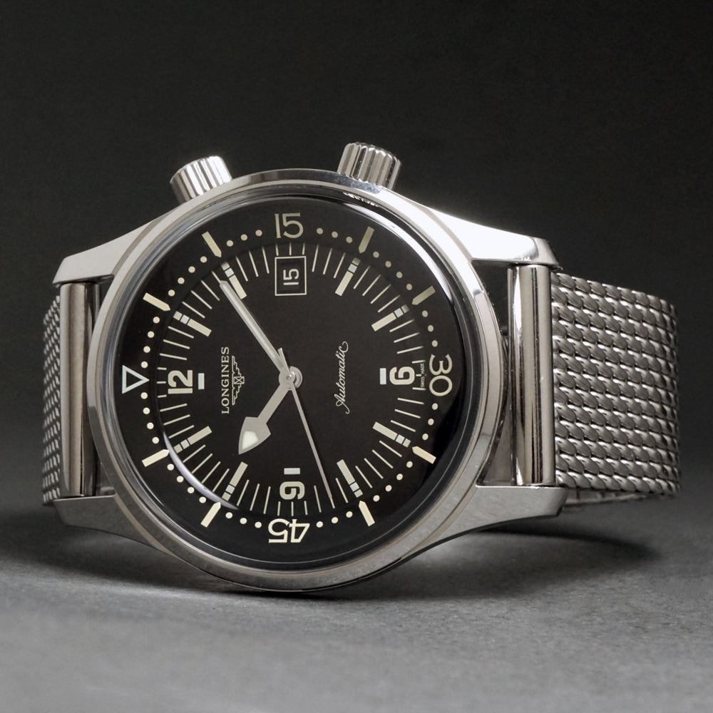 Longines L3.774.4 Legend Diver Automatic Stainless Steel 42mm Watch, Box & Books, Olde Towne Jewelers, Santa Rosa CA.