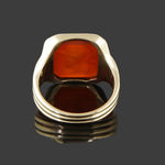 Heavy Art Deco Solid 14K Yellow Gold, Carnelian Roman Warrior Intaglio Ring, Olde Towne Jewelers, Santa Rosa CA.