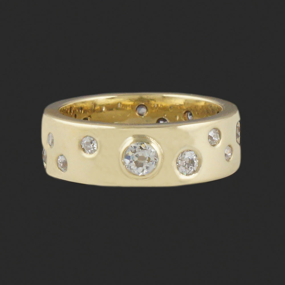 Solid 18K Yellow Gold, Flush Set .74 CTW OMC Diamond 6.0MM Wedding Band