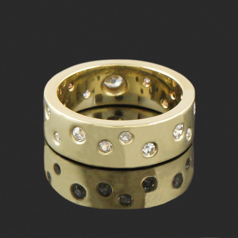 Solid 18K Yellow Gold, Flush Set .74 CTW OMC Diamond 6.0MM Wedding Band, Olde Towne Jewelers, Santa Rosa CA.