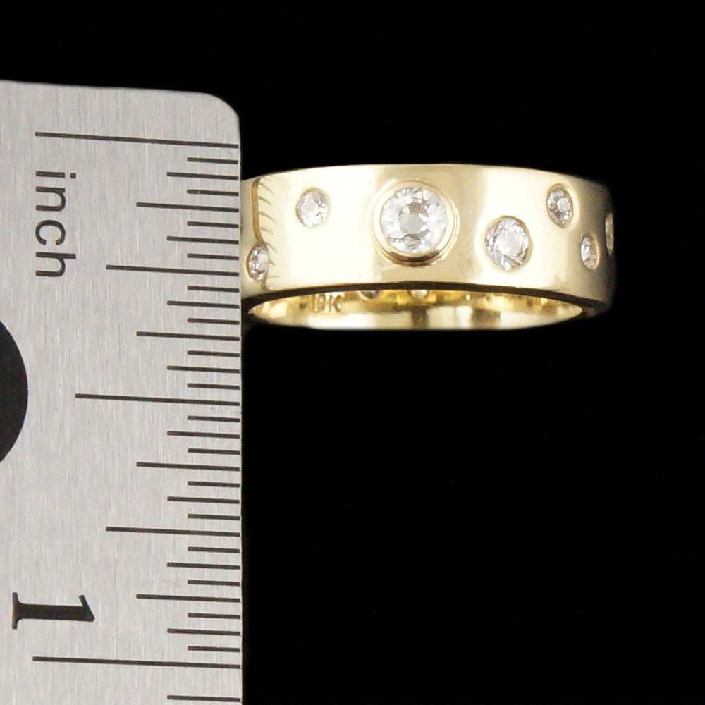 Solid 18K Yellow Gold, Flush Set .74 CTW OMC Diamond 6.0MM Wedding Band, Olde Towne Jewelers, Santa Rosa CA.