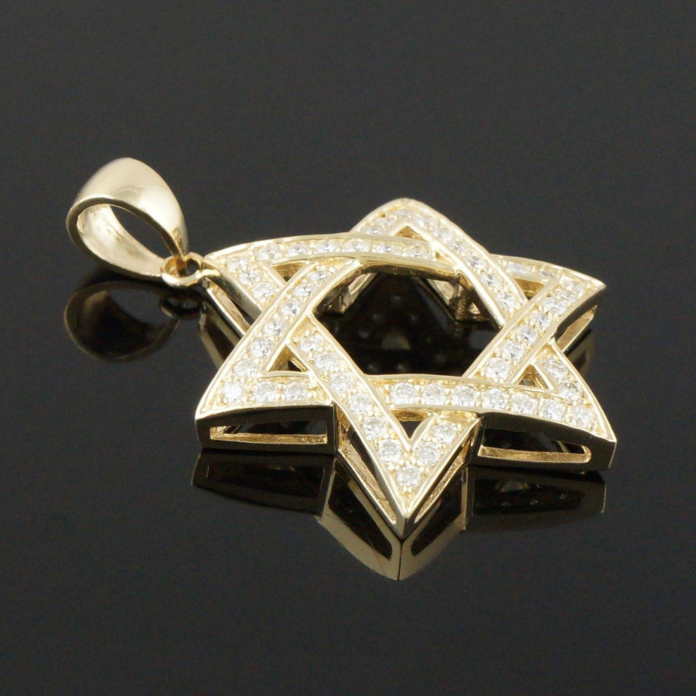 Large Solid 14K Yellow Gold & Pavé Diamond Star Of David Estate Pendant, Olde Towne Jewelers, Santa Rosa CA.