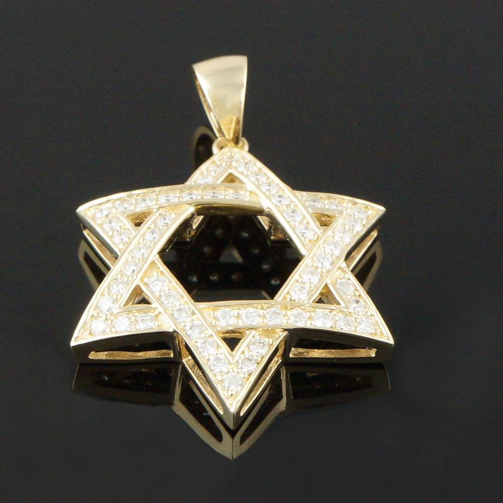 Large Solid 14K Yellow Gold & Pavé Diamond Star Of David Estate Pendant, Olde Towne Jewelers, Santa Rosa CA.