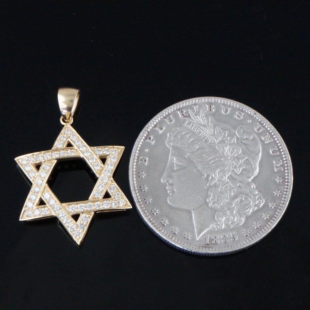 Large Solid 14K Yellow Gold & Pavé Diamond Star Of David Estate Pendant, Olde Towne Jewelers, Santa Rosa CA.