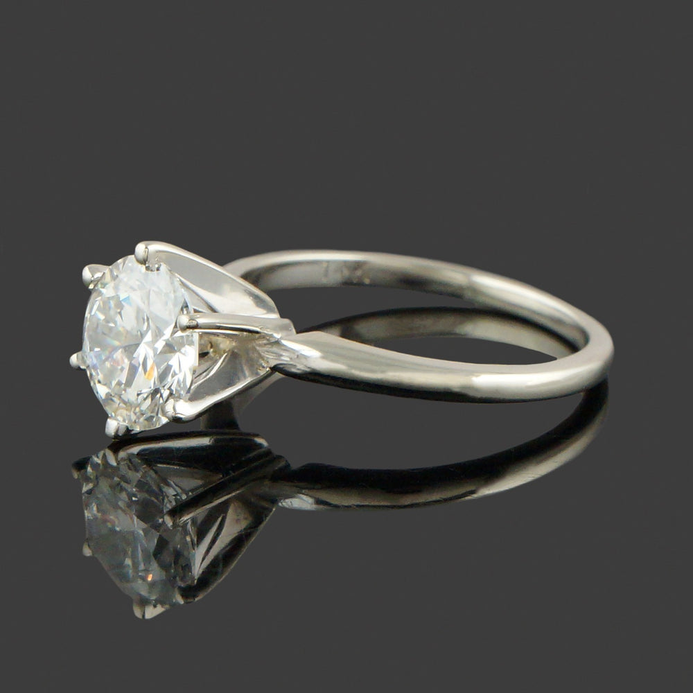 Modern Solid 14K White Gold & Diamond Solitaire Wedding Engagement Ring