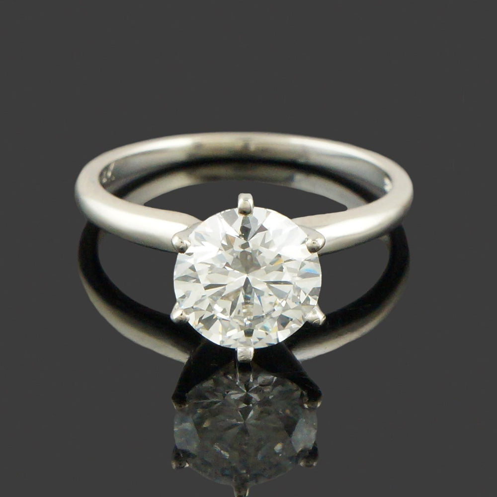 Modern Solid 14K White Gold & Diamond Solitaire Wedding Engagement Ring, Olde Towne Jewelers, Santa Rosa CA.