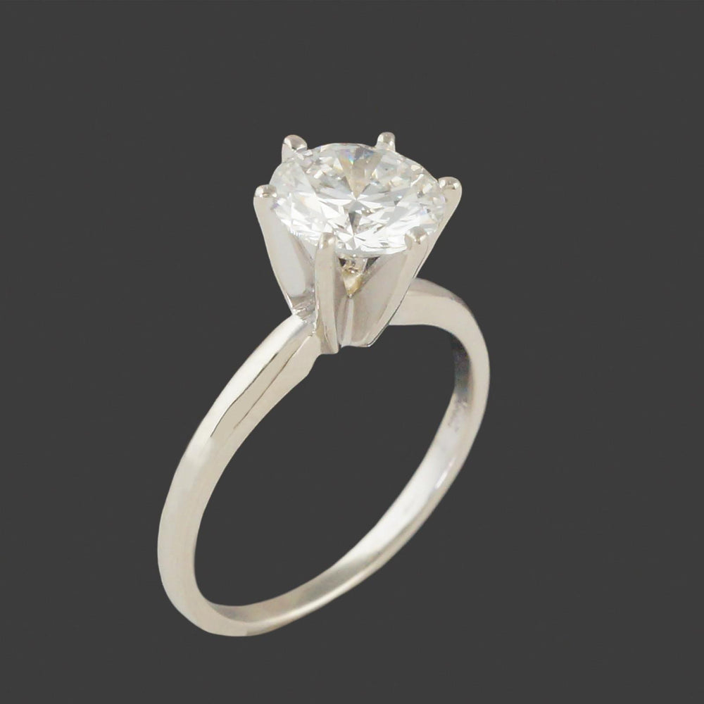 Modern Solid 14K White Gold & Diamond Solitaire Wedding Engagement Ring, Olde Towne Jewelers, Santa Rosa CA.