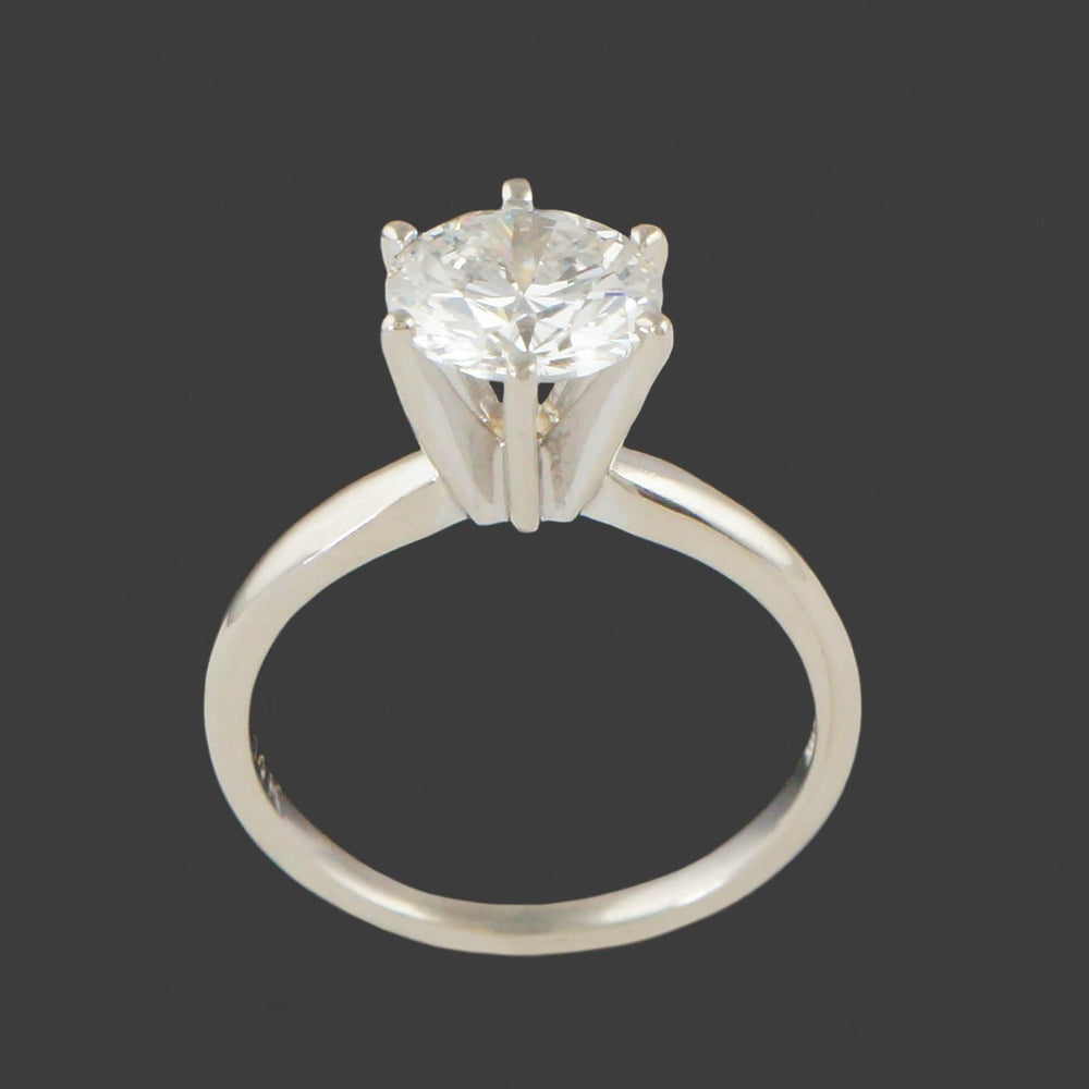 Modern Solid 14K White Gold & Diamond Solitaire Wedding Engagement Ring, Olde Towne Jewelers, Santa Rosa CA.