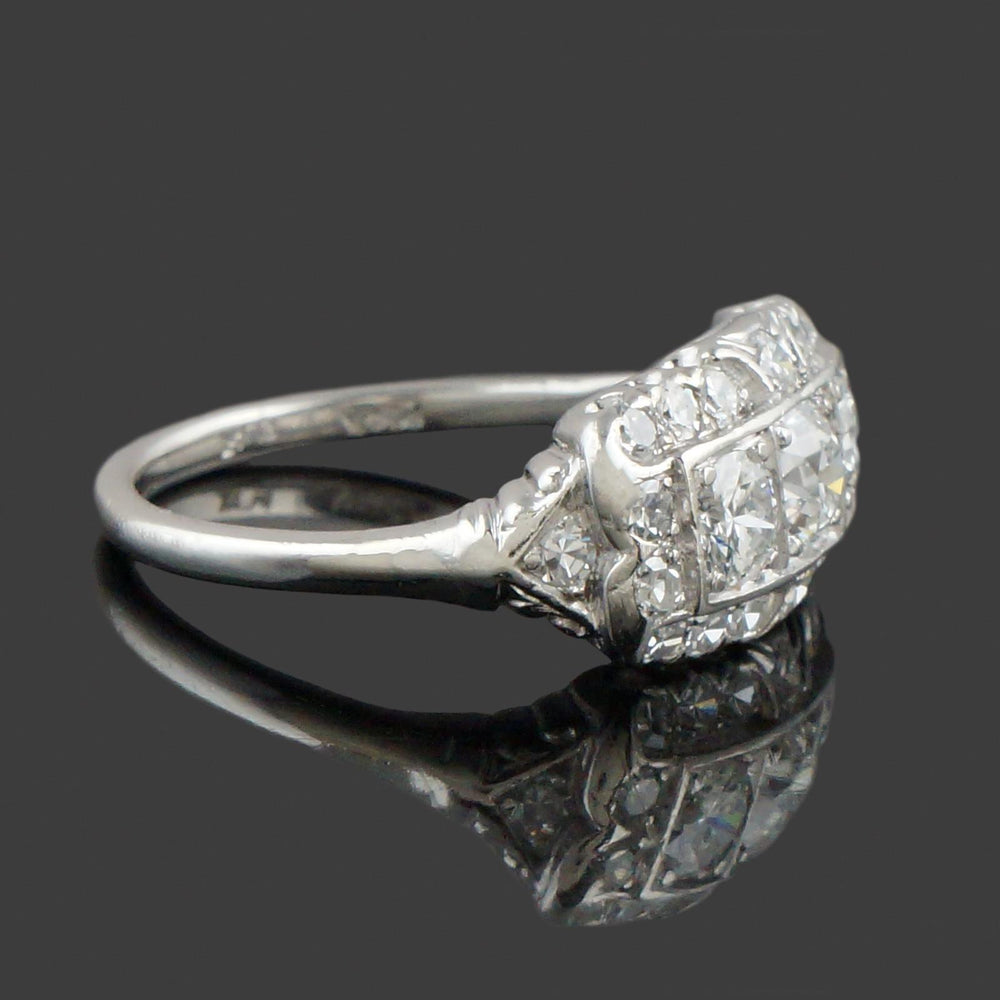 Art Deco Platinum 1.50 CTW Three Row OEC Diamond Wedding Band, Anniversary Ring, Olde Towne Jewelers, Santa Rosa CA.