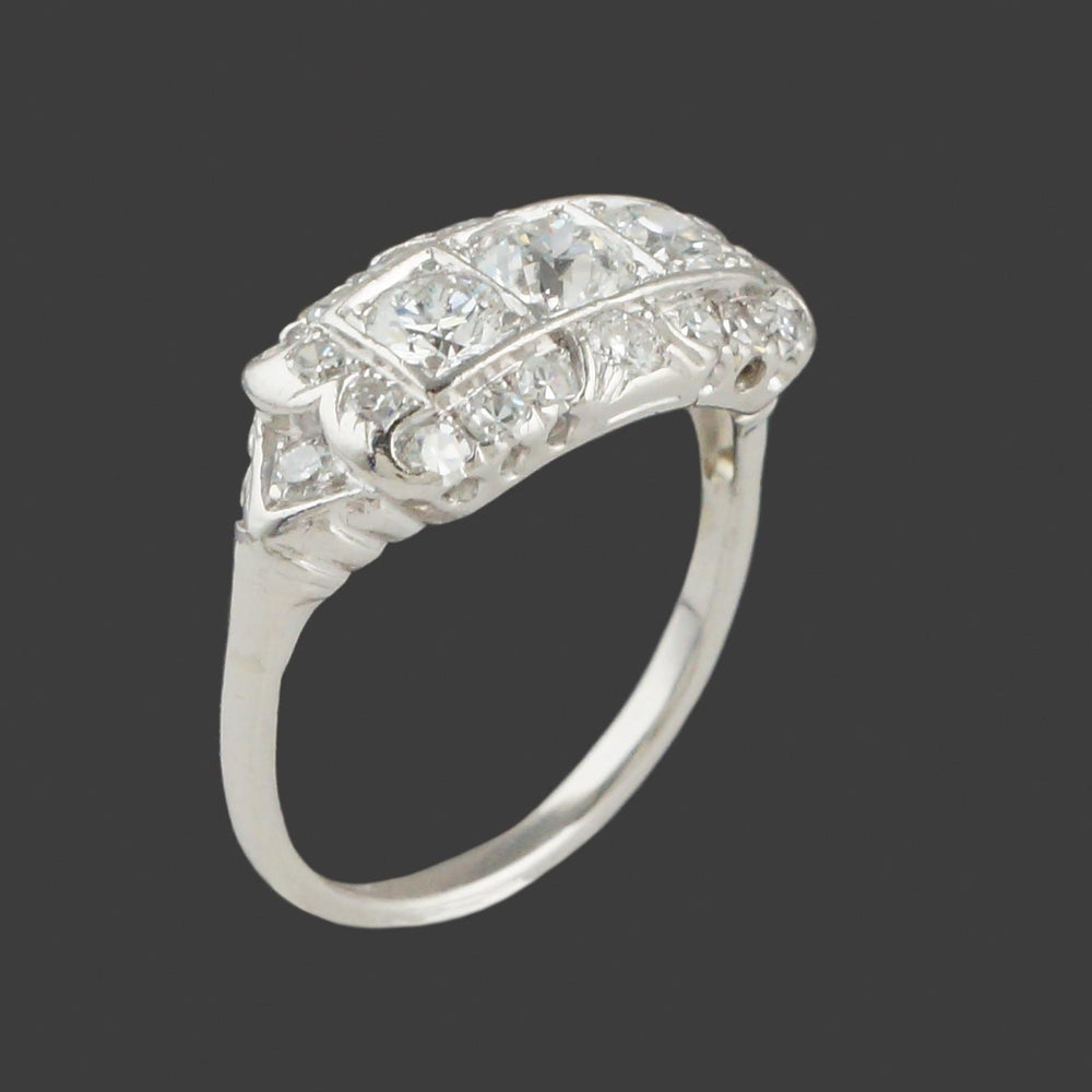 Art Deco Platinum 1.50 CTW Three Row OEC Diamond Wedding Band, Anniversary Ring, Olde Towne Jewelers, Santa Rosa CA.