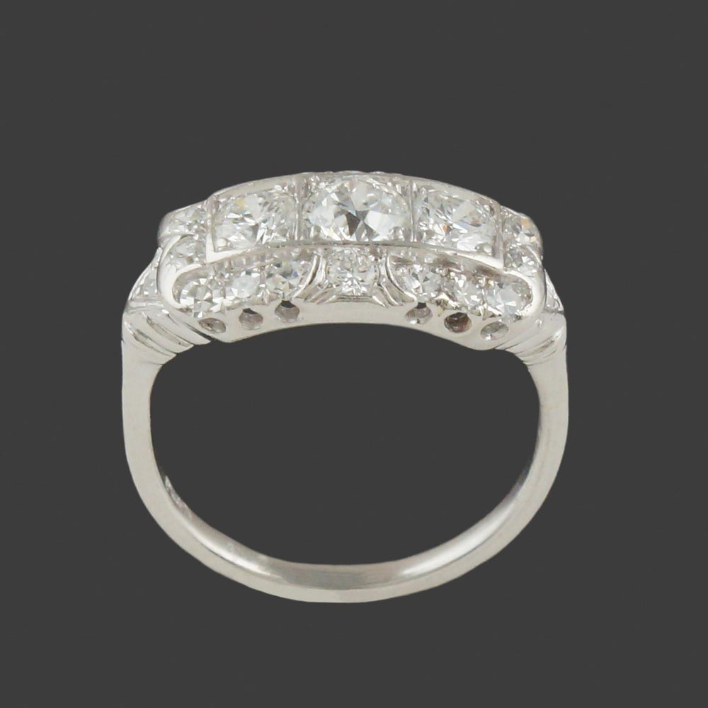 Art Deco Platinum 1.50 CTW Three Row OEC Diamond Wedding Band, Anniversary Ring, Olde Towne Jewelers, Santa Rosa CA.