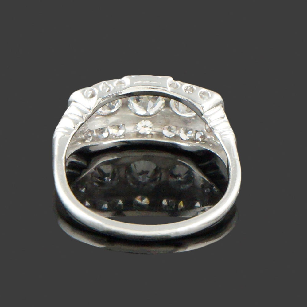 Art Deco Platinum 1.50 CTW Three Row OEC Diamond Wedding Band, Anniversary Ring, Olde Towne Jewelers, Santa Rosa CA.