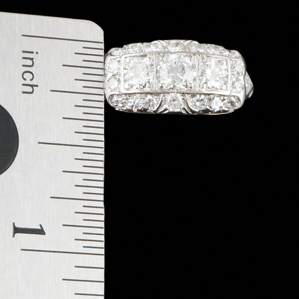 Art Deco Platinum 1.50 CTW Three Row OEC Diamond Wedding Band, Anniversary Ring, Olde Towne Jewelers, Santa Rosa CA.
