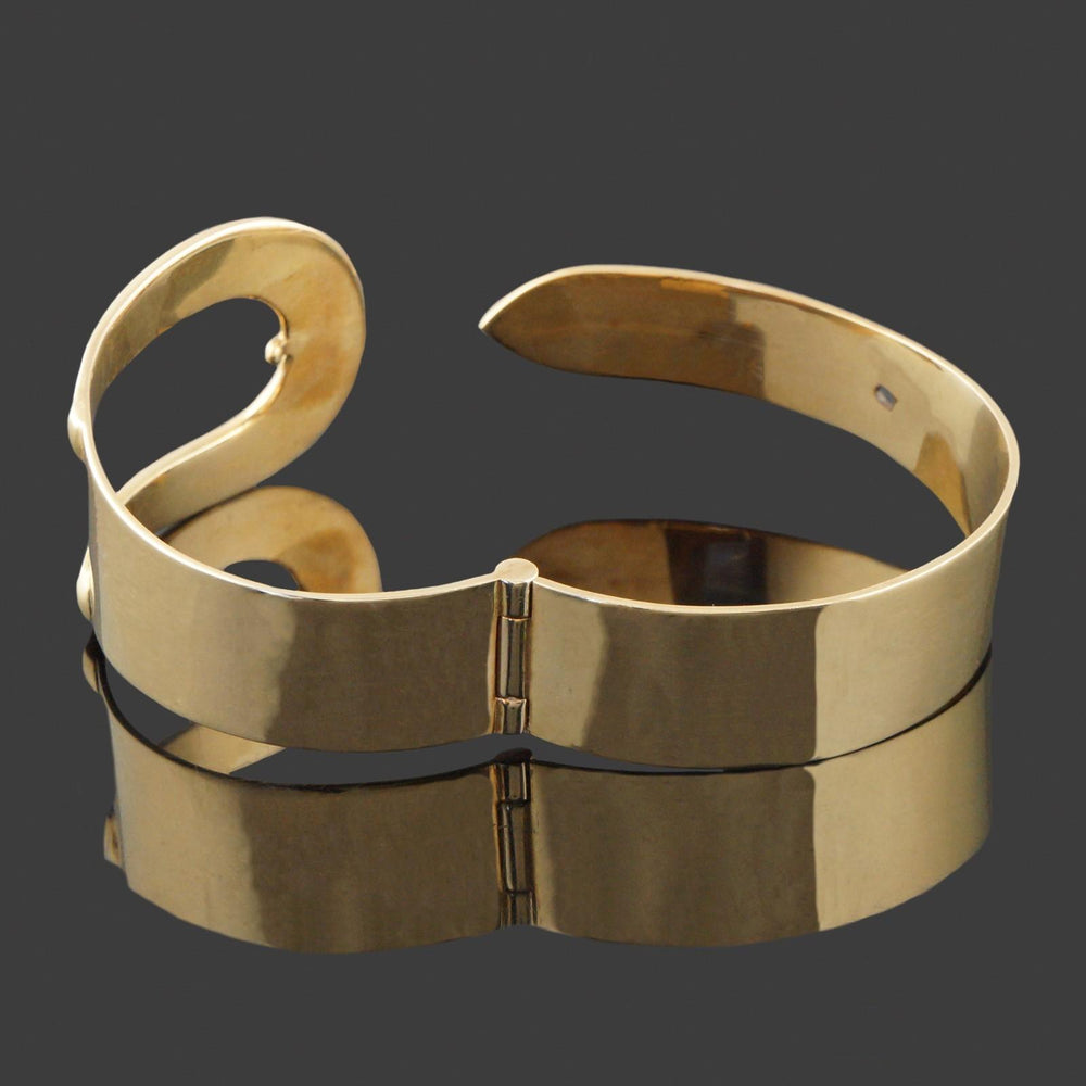 Rare Vintage Gucci Solid 18K Yellow Gold & Enamel 7" Buckle Bangle Bracelet, Olde Towne Jewelers, Santa Rosa CA.