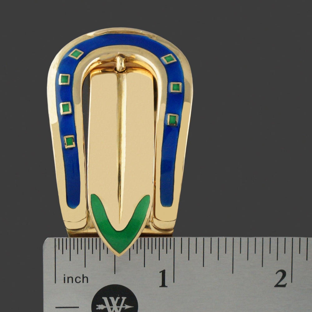 Rare Vintage Gucci Solid 18K Yellow Gold & Enamel 7" Buckle Bangle Bracelet, Olde Towne Jewelers, Santa Rosa CA.