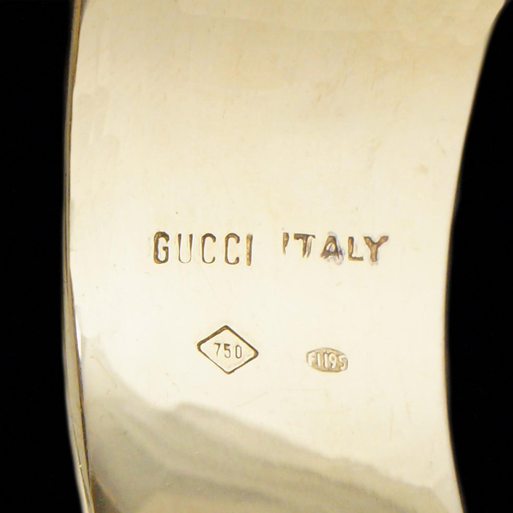 Rare Vintage Gucci Solid 18K Yellow Gold & Enamel 7" Buckle Bangle Bracelet, Olde Towne Jewelers, Santa Rosa CA.