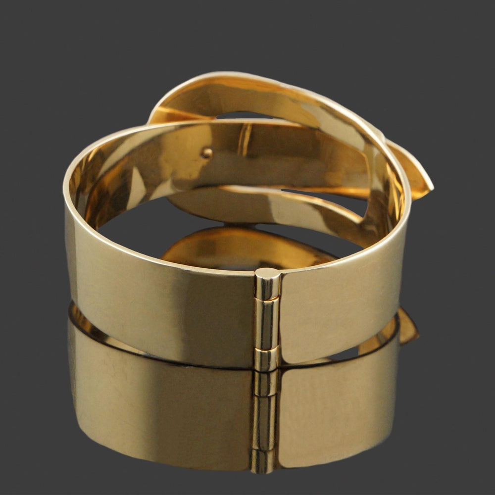 Rare Vintage Gucci Solid 18K Yellow Gold & Enamel 7" Buckle Bangle Bracelet, Olde Towne Jewelers, Santa Rosa CA.