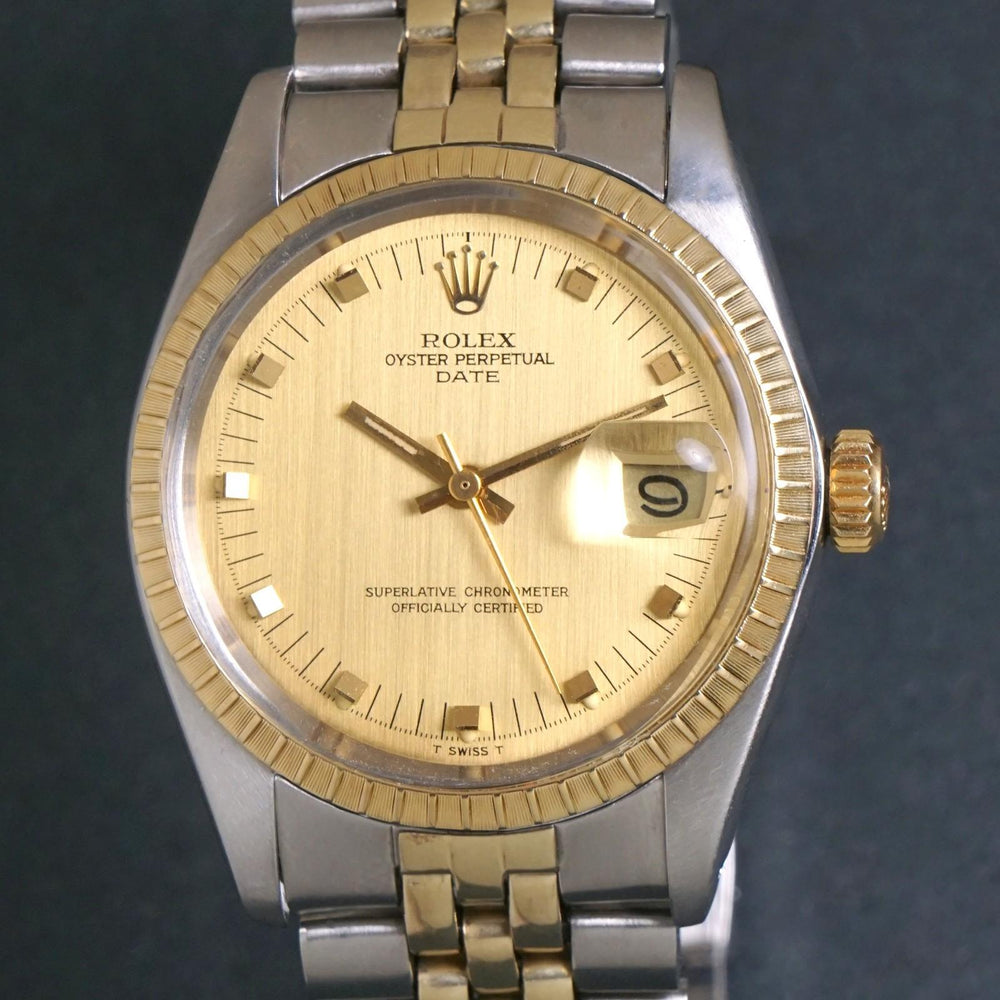 Stunning 1978 Rolex 1505 Date Yellow Gold & Stainless Steel 34mm Watch Excellent, Oldetowne Jewelers, Santa Rosa CA.