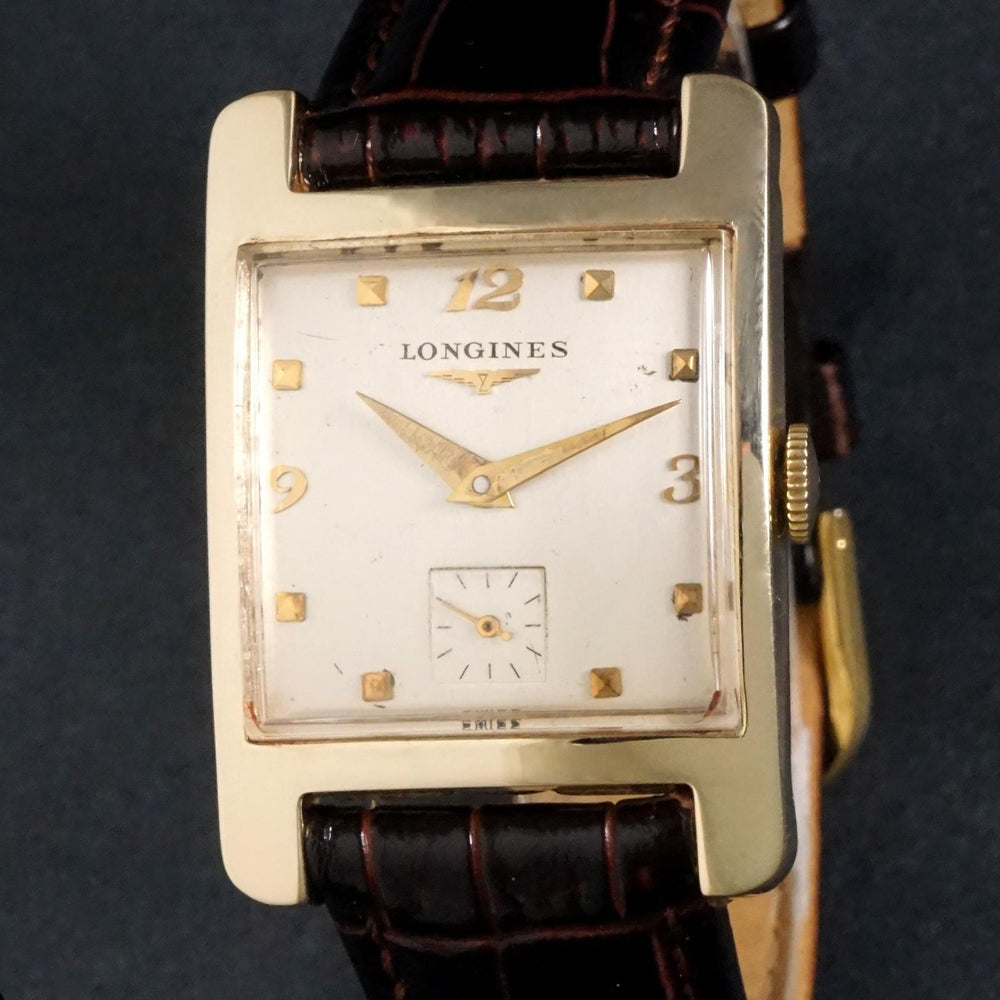 Stunning 1951 Longines Solid 14K Gold Man's Watch Excellent Original Condition, Olde Towne Jewelers, Santa Rosa CA.