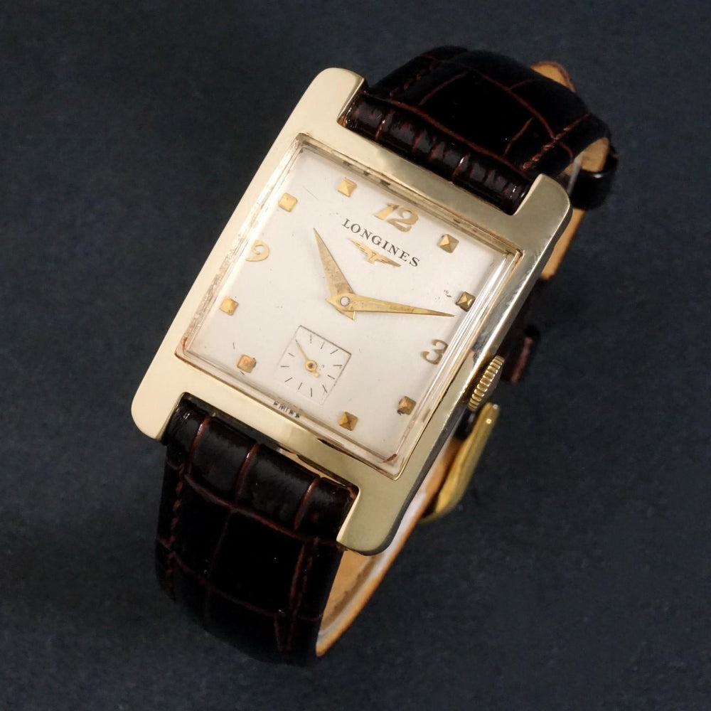 Stunning 1951 Longines Solid 14K Gold Man's Watch Excellent Original Condition, Olde Towne Jewelers, Santa Rosa CA.
