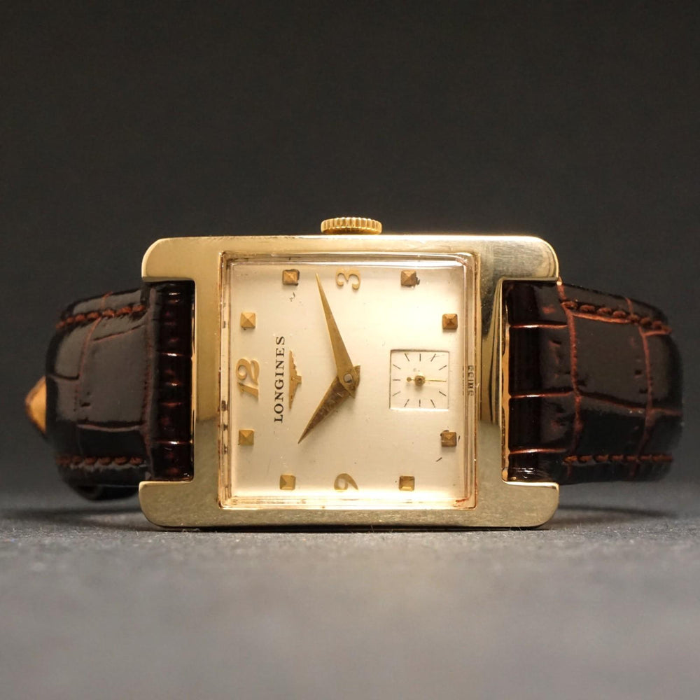 Stunning 1951 Longines Solid 14K Gold Man's Watch Excellent Original Condition, Olde Towne Jewelers, Santa Rosa CA.