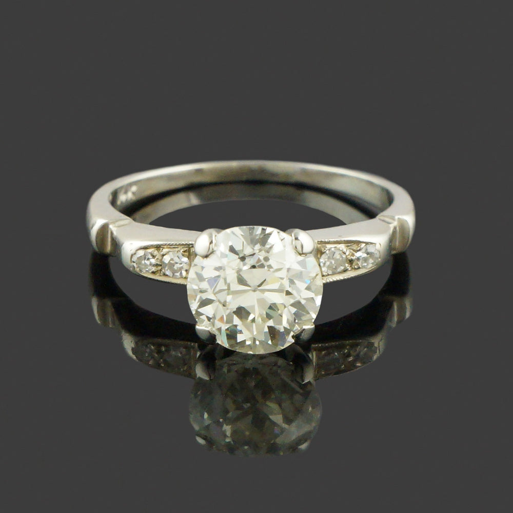 Solid 14K Gold & 1.40 Ct Center OEC Diamond Wedding Band, Engagement Ring