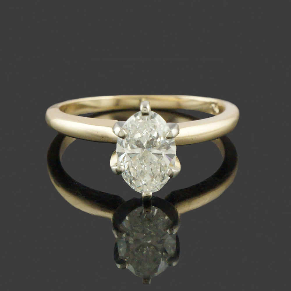 Solid 14K Yellow Gold & 1.20 Ct Oval Cut Diamond Solitaire Engagement Ring