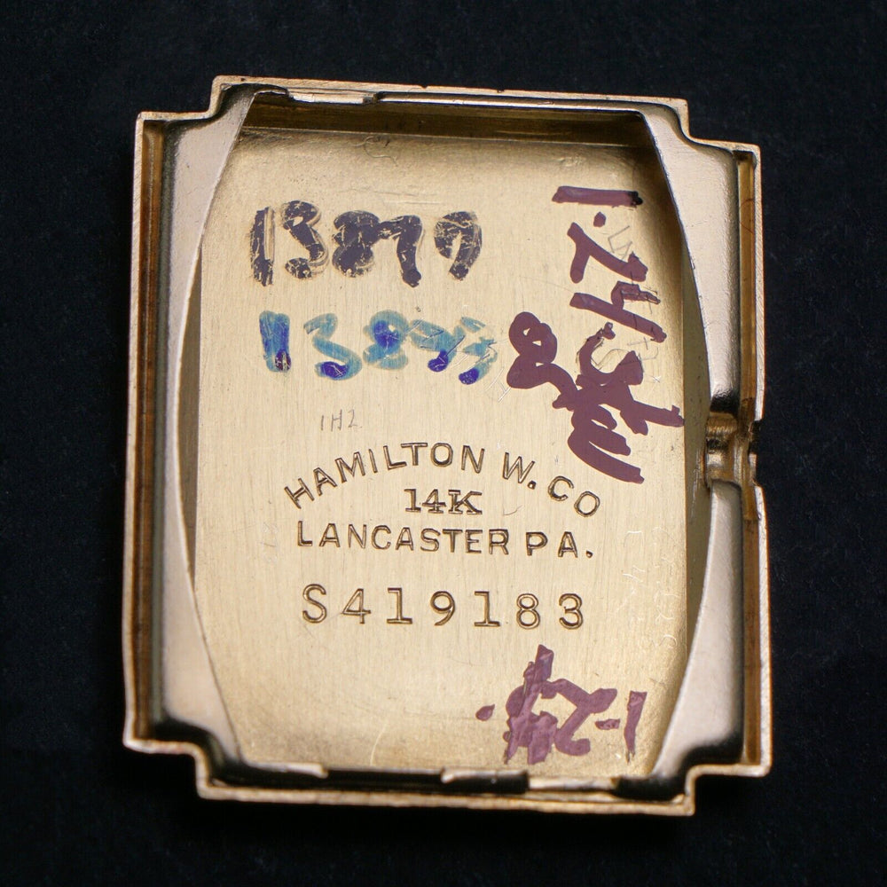 Stunning 1940s Hamilton Hayden Solid 14K Gold Man's Hooded Lug Watch Serviced, Olde Towne Jewelers, Santa Rosa CA.