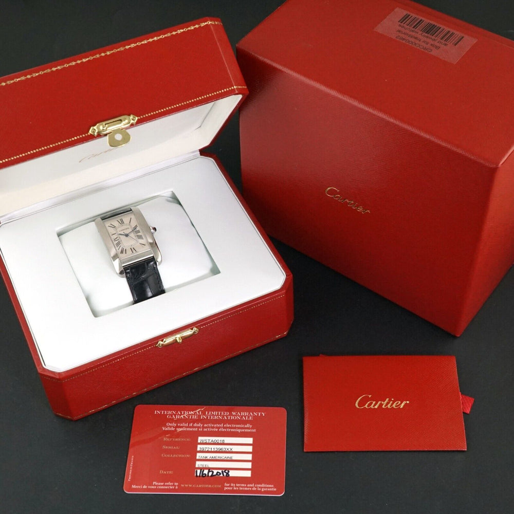 Stunning Cartier 3972 Tank Americaine Large Size Automatic Stainless Steel Watch, Olde Towne Jewelers, Santa Rosa CA.