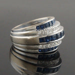 Beiley Banks & Biddle Solid 18K White Gold, Diamond & Sapphire Five Row Ring, Olde Towne Jewelers Santa Rosa CA.