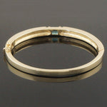 Solid 14K Yellow Gold, Black Opal, Blue Topaz, Diamond 7" Hinged Bangle Bracelet, Olde Towne Jewelers, Santa Rosa CA.