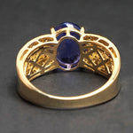 Modernist Solid 14K Yellow Gold, Tanzanite & Pave Diamond Estate Ring, Olde Towne Jewelers, Santa Rosa CA.