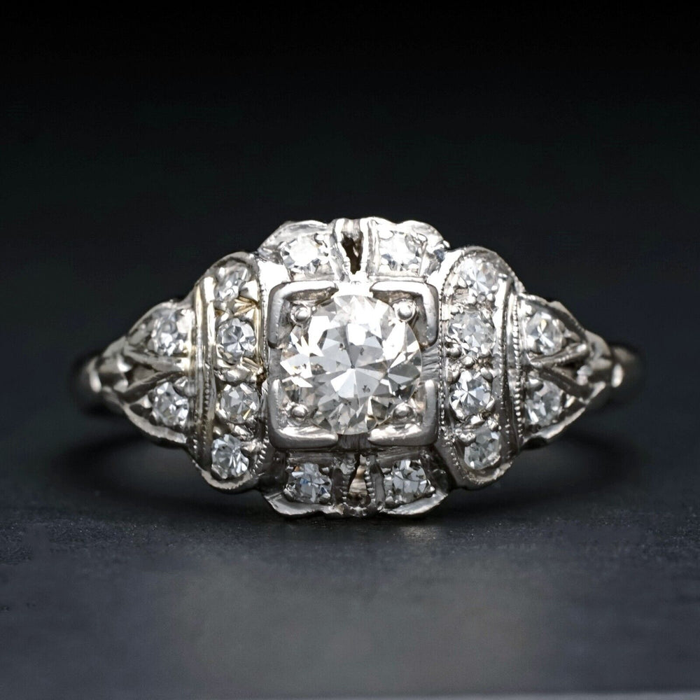 Antique Art Deco Platinum & .62 CTW OEC Diamond Wedding Band, Engagement Ring